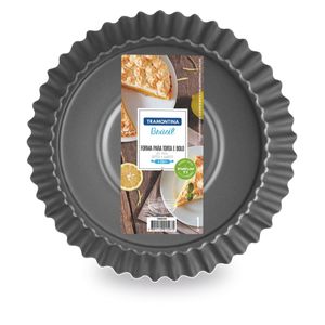 Molde para Tarta Brasil Tramontina de Aluminio con Revestimiento Antiadherente Starflon Max Grafito 24 cm 1,4 L