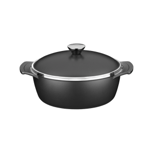 Cacerola Lyon de Aluminio Forjado con Revestimiento Interno y Externo Antiadherente Starflon High Performance Negro 24 cm 3,7 L