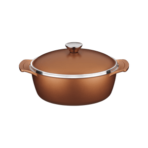 Cacerola Lyon de Aluminio Forjado con Revestimiento Interno Antiadherente Starflon High Performance con Tapa Dorado 24 cm, 3,7 L