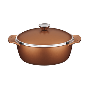 Cacerola Lyon de Aluminio Forjado con Revestimiento Interno Antiadherente Starflon High Performance con Tapa Dorado, 26 cm, 4,6 L
