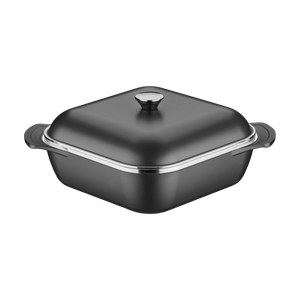 Cacerola Cuadrada Lyon de Aluminio Forjado con Revestimiento Interno y Externo Antiadherente Starflon High Performance Negro 28 cm 5,5 L