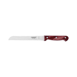 Cuchillo para pan Tramontina Polywood con lámina de acero inoxidable y mango de madera rojo 7"