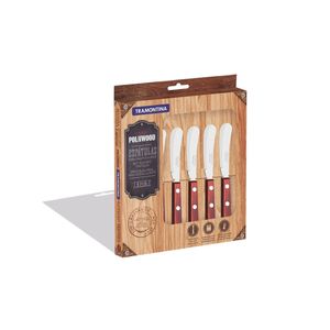 Juego de Espátulas para Untar Polywood con Láminas de Acero Inox y Mango de Madera Rojo 6 Pzas