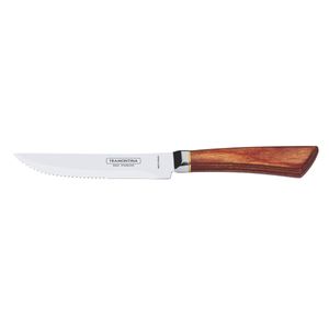 Cuchillo para Asado Tramontina Jumbo con Lámina de Acero Inox dentado y Mango de Madera Polywood Rojo 5"