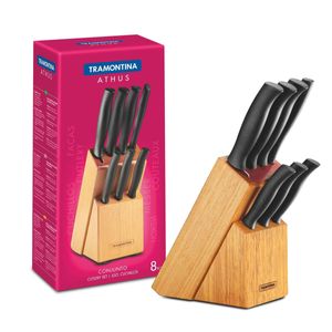 Juego de cuchillos Athus con Mango de Polipropileno y Taco de Madera 8 piezas