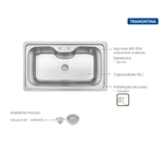 Fregadero-de-empotrar-Tramontina-Morgana-Maxi-78FX-de-acero-inoxidable-con-acabado-satinado-con-vA¡lvula-86x50-cm