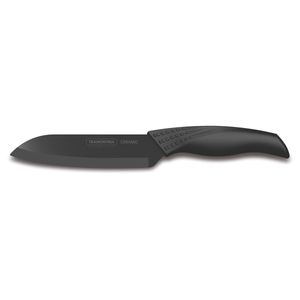 Cuchillo Santoku Accurato de cerámica con mango revestido de goma y vaina de polipropileno de 6"