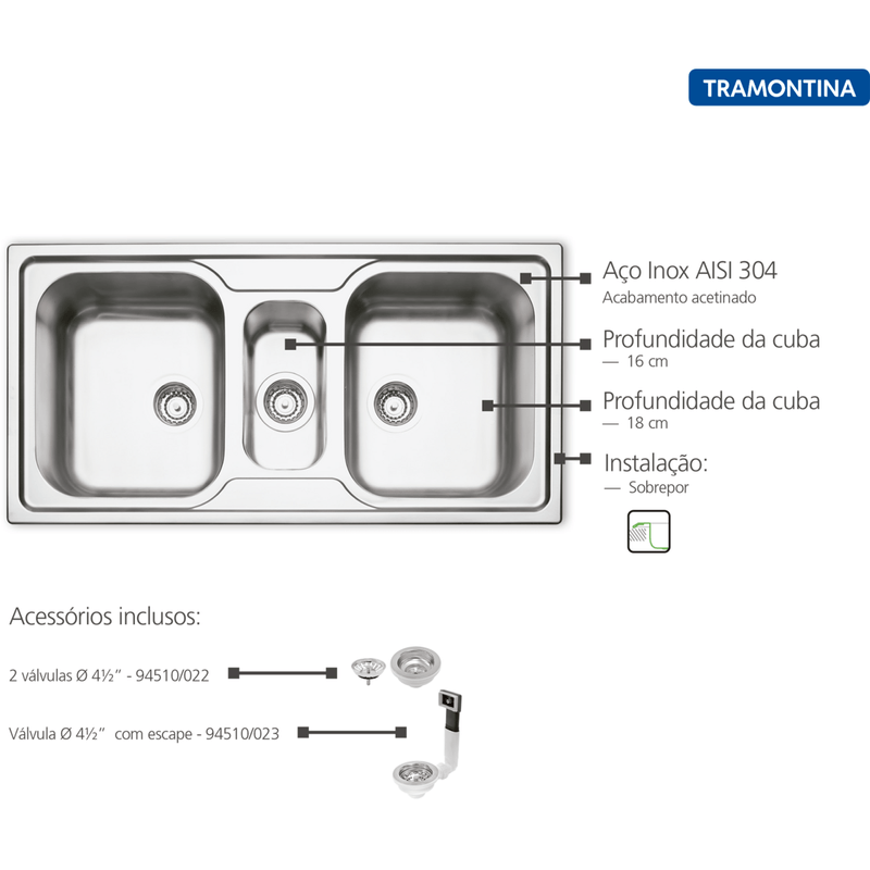 Fregadero-de-empotrar-Tramontina-2-cubetas-y-auxiliar-de-acero-inoxidable-