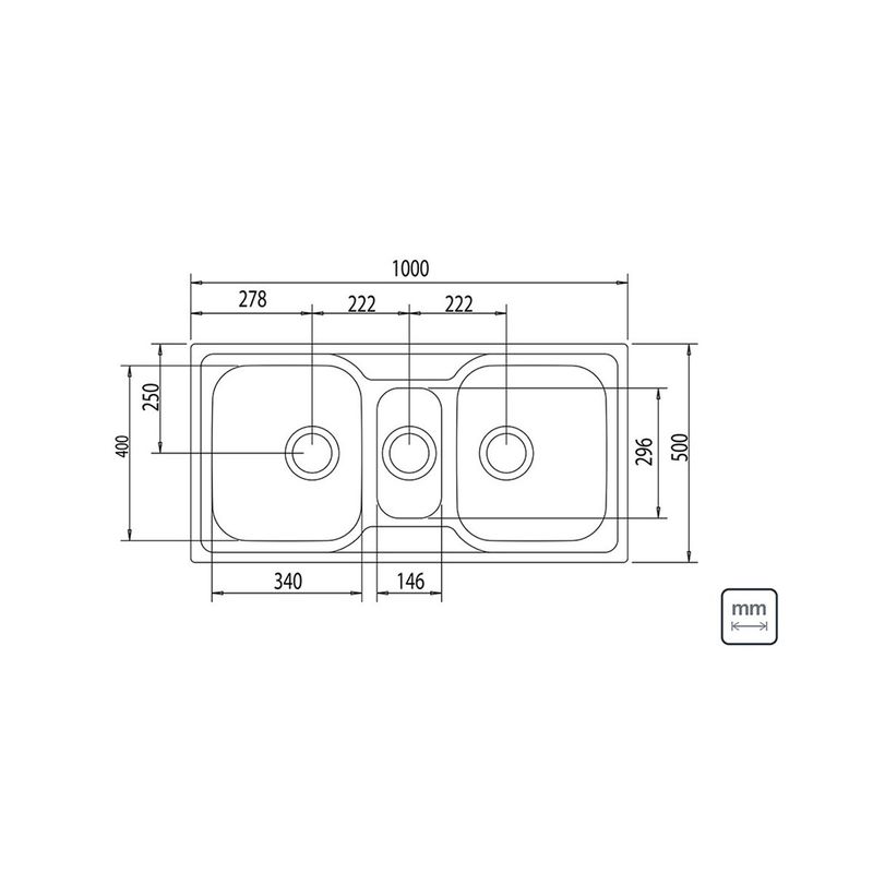 Fregadero-de-empotrar-Tramontina-2-cubetas-y-auxiliar-de-acero-inoxidable