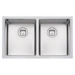Bacha Doble Quadrum 2C 34 Tramontina Design Collection de Acero Inoxiable con Terminación Scotch Brite 77 x 46 cm