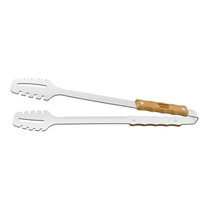 Pinza para parrilla Tramontina Churrasco con Láminas de Acero Inox y Cabo de Madera 47,3 cm.