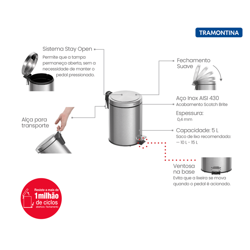 Basurero-de-acero-inoxidable-con-pedal-Tramontina-con-terminacion-scotch-brite-y-balde-interno-removible-de-5-l.