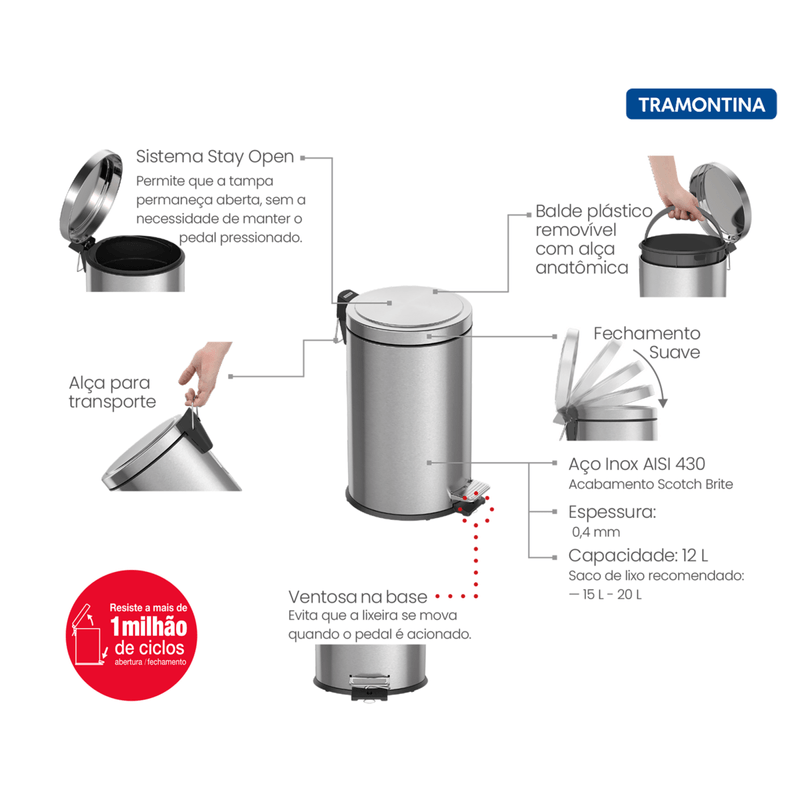 Basurero-de-acero-inoxidable-con-pedal-Tramontina-con-terminacion-scotch-brite-y-balde-interno-removible-de-12-l.