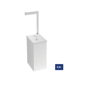 Cesto de Residuos Luz Slim Tramontina de Acero Inoxidable con Porta Papel Higiénico 5,5 L