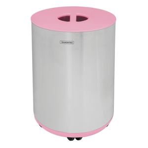 Cesto Multiuso Bella Tramontina de Acero Inoxidable Scotch Brite y Tapa Rosa 35 l