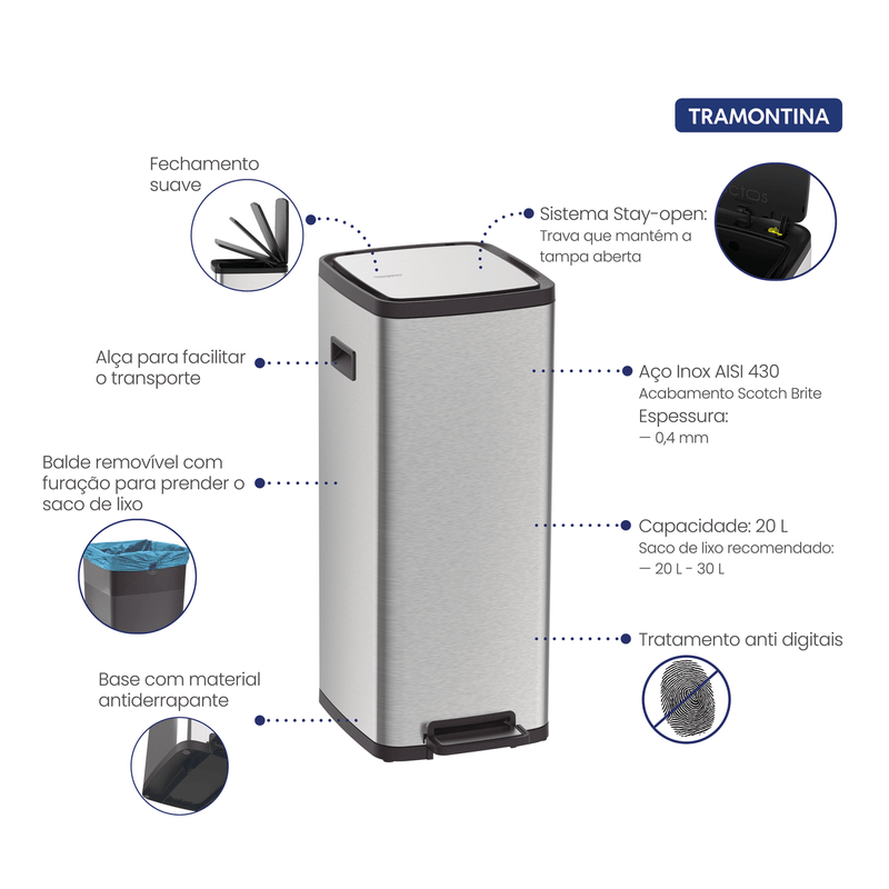 Basurero-en-Acero-Inoxidable-con-Pedal-Tramontina-Octos-20-litros