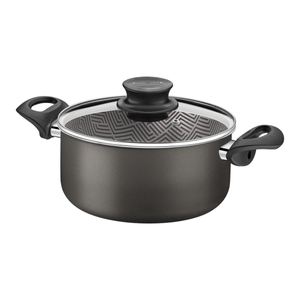 Cacerola Paris Texture Tramontina de Aluminio con Revestimiento Antiadherente Starflon Max Grafito con Tapa de Vidrio 26 cm 6,3 L