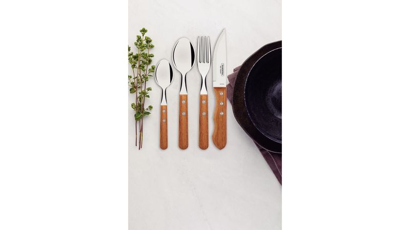 Tramontina Dynamic Juego de Tenedores Stainless Steel Forks Set with Wooden  Handle (12 pc)