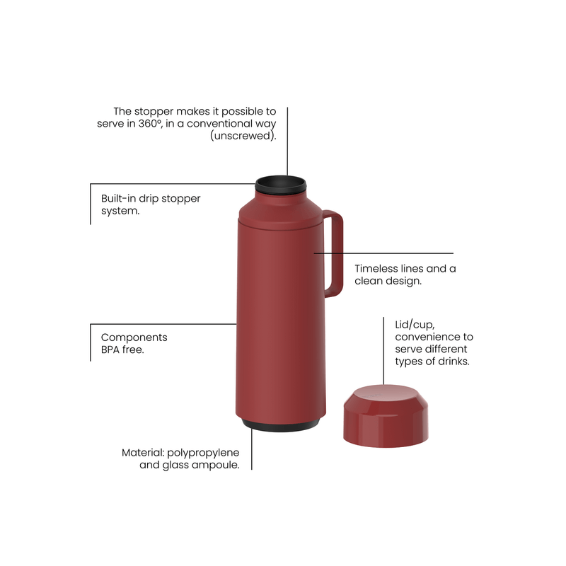 Termo-Tramontina-Exata-en-Plastico-Rojo-con-Ampolla-de-Vidrio-y-Tapa-Roscable-1-L