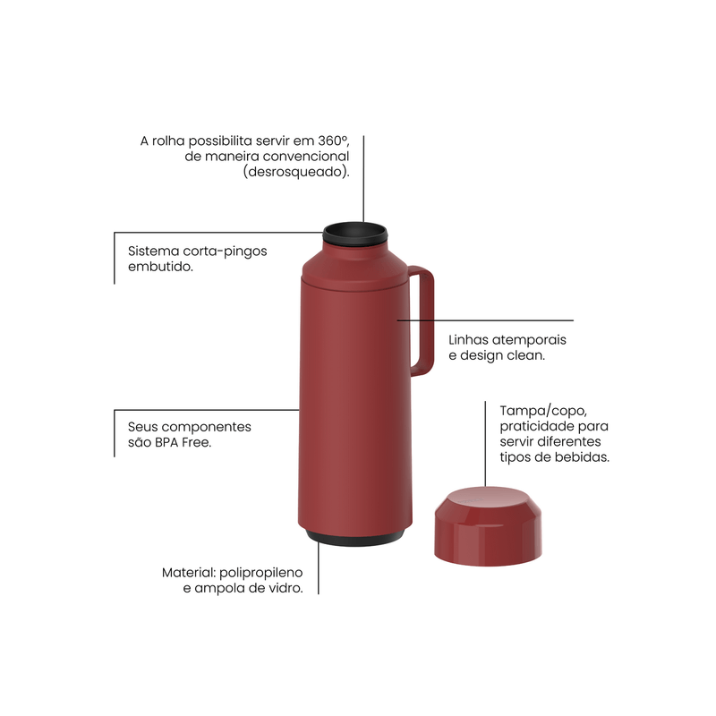 Termo-Tramontina-Exata-en-Plastico-Rojo-con-Ampolla-de-Vidrio-y-Tapa-Roscable-1-L