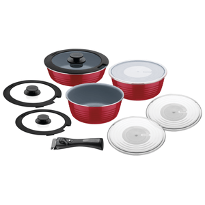 Batería de Cocina Multiuso Ítria Tramontina de Aluminio con Revestimiento Cerámico Rojo 10 Pzas