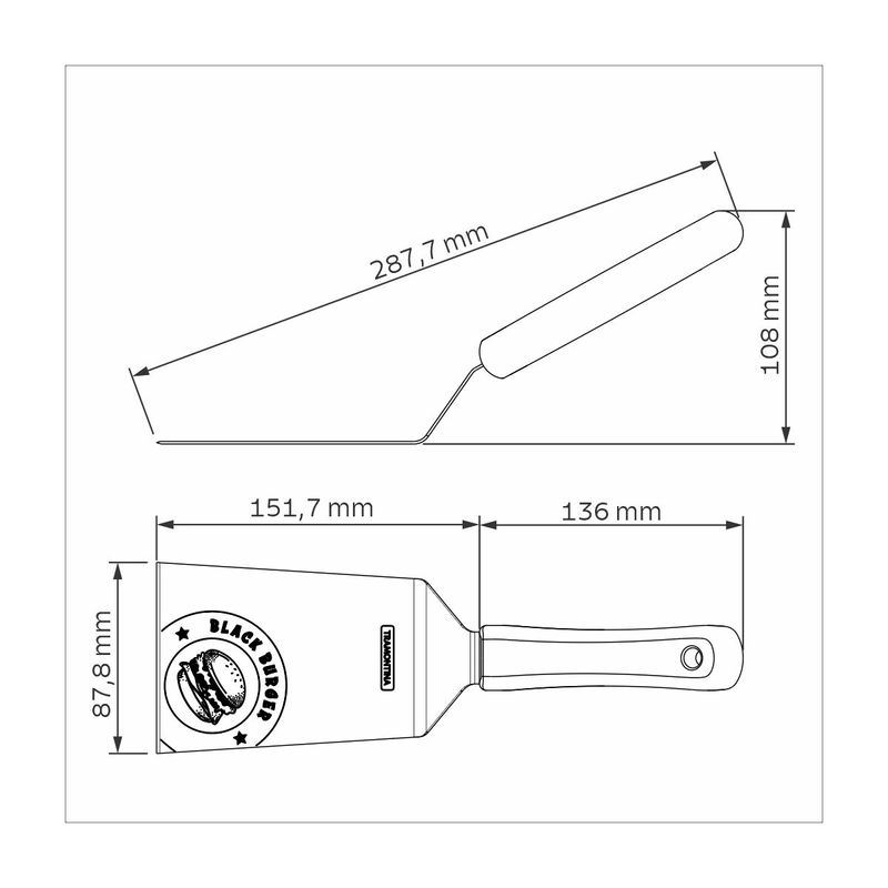 Espatula-Tramontina-Black-Burger-con-Lamina-de-Acero-Inoxidable-y-Mango-de-Polipropileno-Negro-de-6-