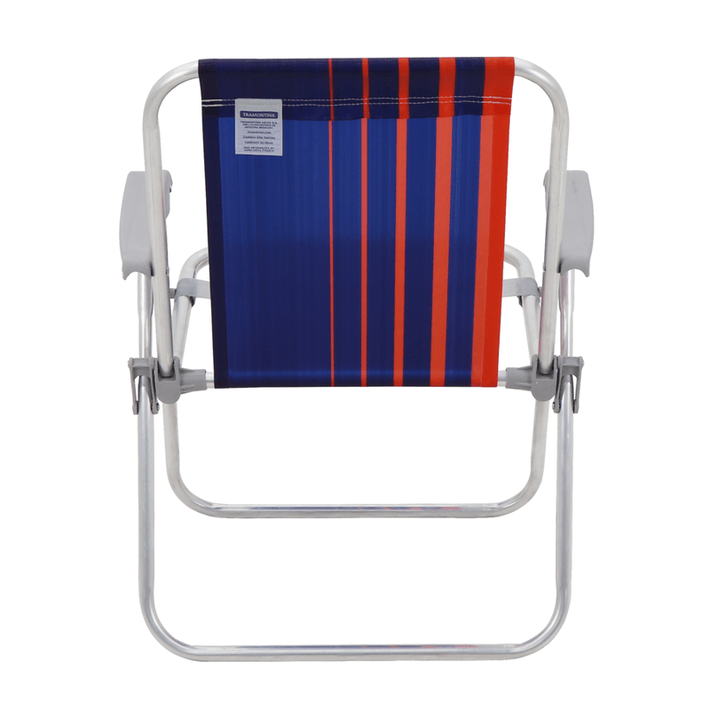 Silla-de-Playa-Tramontina-Samoa-Alta-en-Aluminio-con-Asiento-Azul-Oscuro-y-Naranja