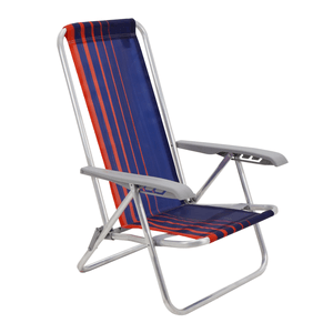 Reposera Plegable Reclinable Baja Bali Tramontina de Aluminio Azul y Naranja