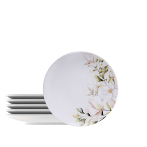 Juego de Plato para Postre Magnólia Tramontina de Porcelana Decorada 21 cm 6 Piezas