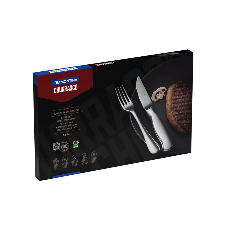 Juego-de-cubiertos-para-asado-Tramontina-Classic-de-12-piezas--de-acero-inoxidable-cuchillos-jumbo-filo-dentado-y-terminaciA³n-en-alto-brillo
