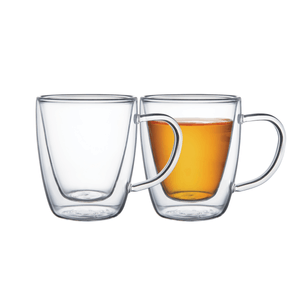 Juego de Tazas Tramontina para Café y Té Vidrio Doble con Asas 2 pzas