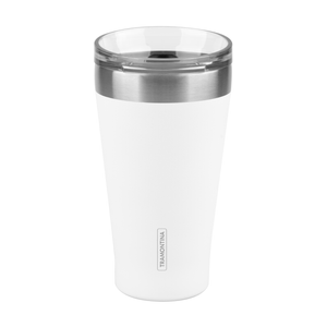 Vaso Térmico Exata Tramontina de Acero Inoxidable Blanco con Tapa 550 ml