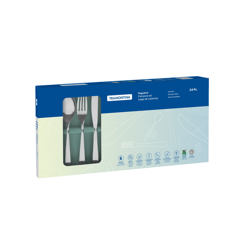Juego-de-cubiertos-de-24-piezas-Tramontina-Maresias-de-acero-inoxidable-con-cuchillos-para-asado