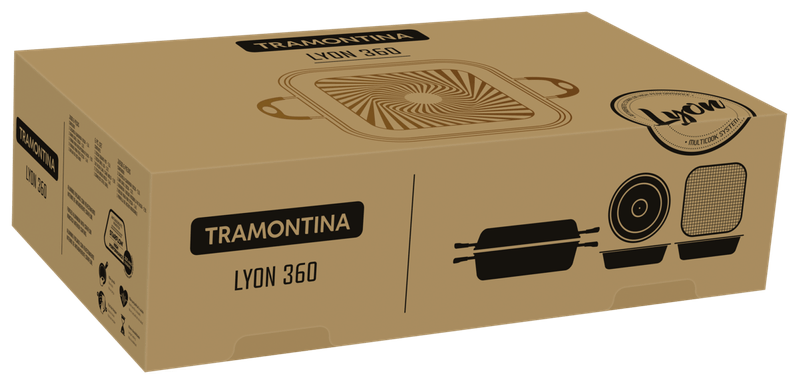 Kit Tramontina Lyon 360 de aluminio forjado con revestimiento interno antiadherente Starflon High Performance negro
