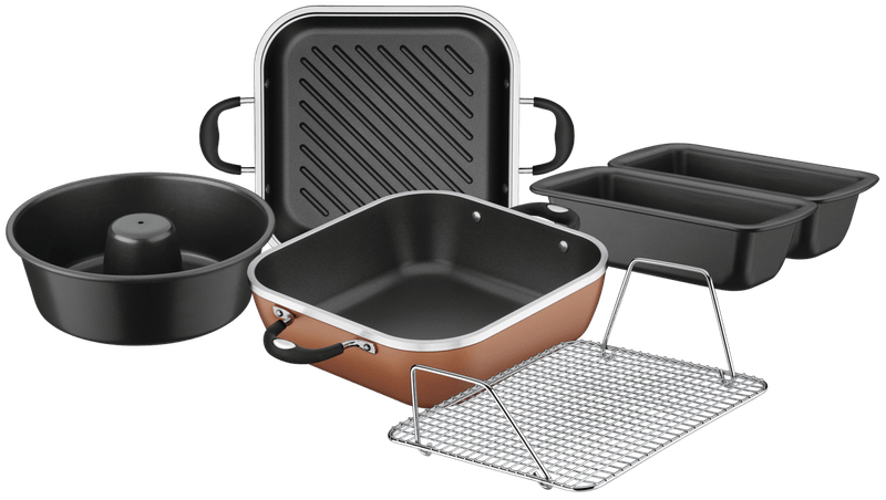 Kit Tramontina Lyon 360 de aluminio forjado con revestimiento interno antiadherente Starflon High Performance dorado