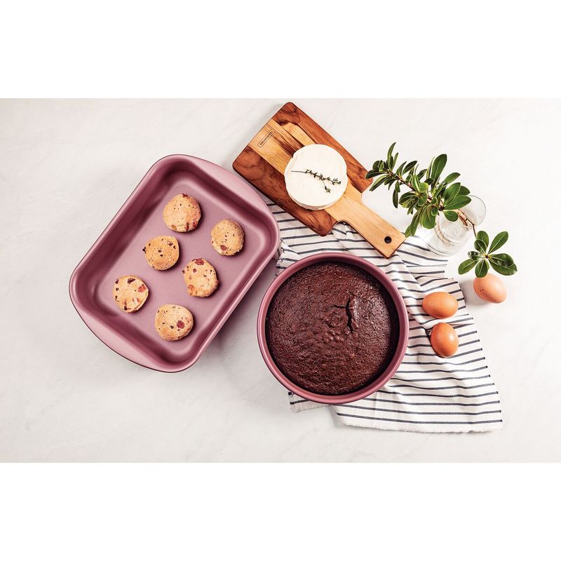 Juego de Asaderas Tramontina Brasil en Aluminio con Revestimiento Interno y Externo en Antiadherente Starflon Max Rosa 02 Piezas