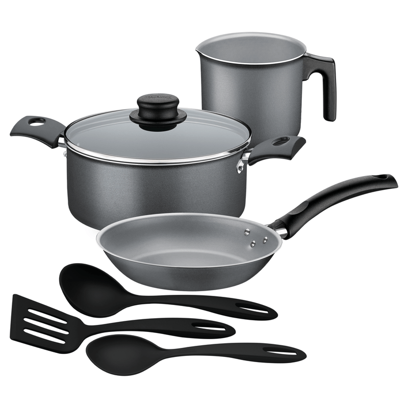 Batería de Cocina Tramontina Turim en Aluminio con Revestimiento Interno y Externo en Antiadherente Starflon Max Plomo 6 Piezas