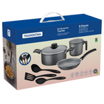 Batería de Cocina Tramontina Turim en Aluminio con Revestimiento Interno y Externo en Antiadherente Starflon Max Plomo 6 Piezas