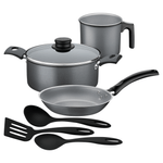 Batería de Cocina Tramontina Turim en Aluminio con Revestimiento Interno y Externo en Antiadherente Starflon Max Plomo 6 Piezas