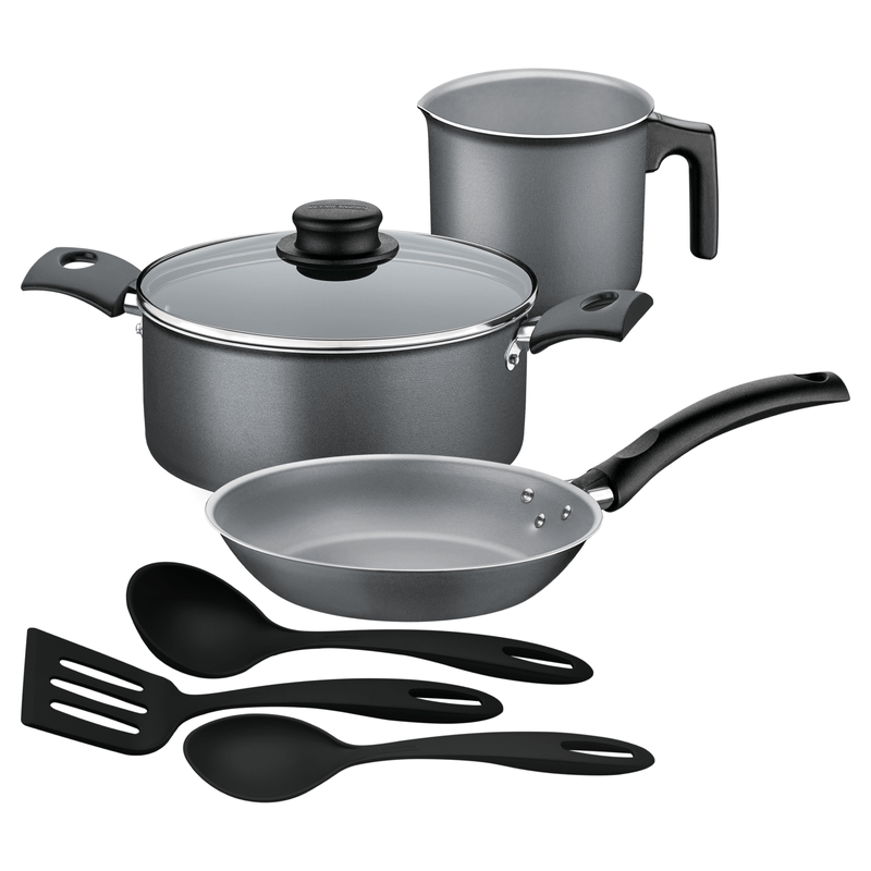 Batería de Cocina Tramontina Turim en Aluminio con Revestimiento Interno y Externo en Antiadherente Starflon Max Plomo 6 Piezas