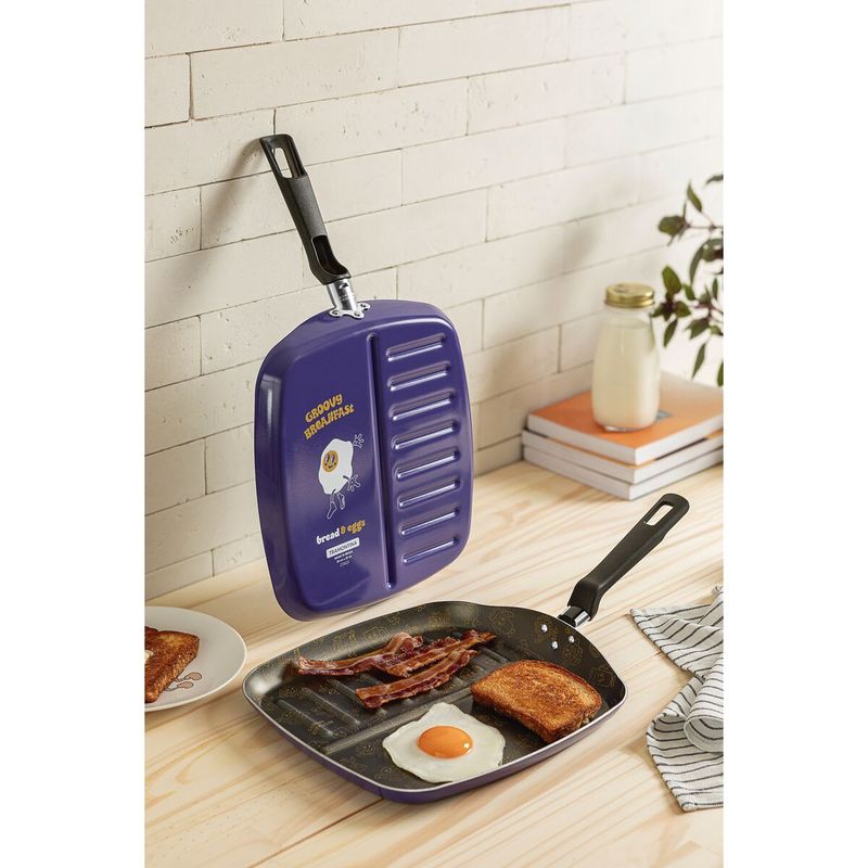 Bifera Tramontina Groovy Breakfast en Aluminio con Revestimiento Interno con Antiadherente Starflon Max y Externo Siliconado Azul 26 cm