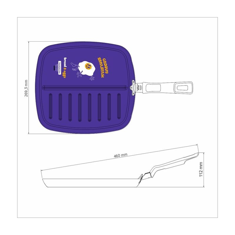 Bifera Tramontina Groovy Breakfast en Aluminio con Revestimiento Interno con Antiadherente Starflon Max y Externo Siliconado Azul 26 cm