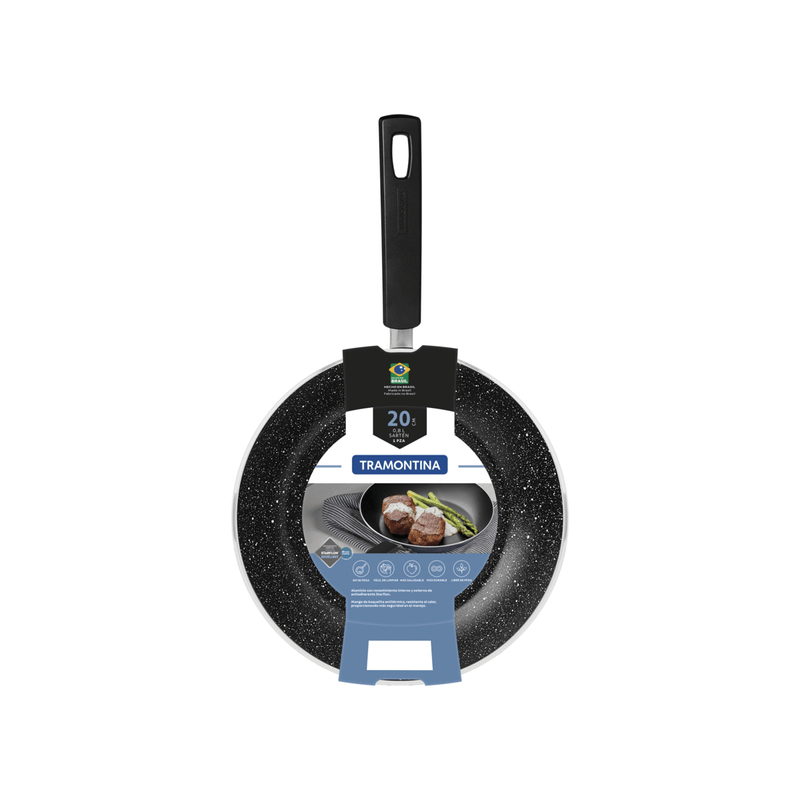 Sartén Tramontina Sicília en Aluminio con Revestimiento Interno y Externo en Starflon Excellent Negro 20 cm 080 L