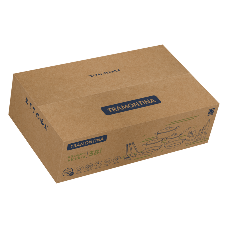 Kit de Cocina Tramontina Victória en Aluminio con Revestimiento Interno y Externo con Antiadherente Starflon Max 38 Piezas