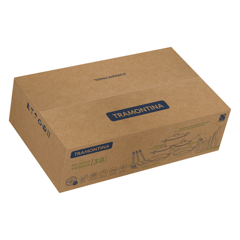 Kit de Cocina Tramontina Victória en Aluminio con Revestimiento Interno y Externo con Antiadherente Starflon Max 38 Piezas