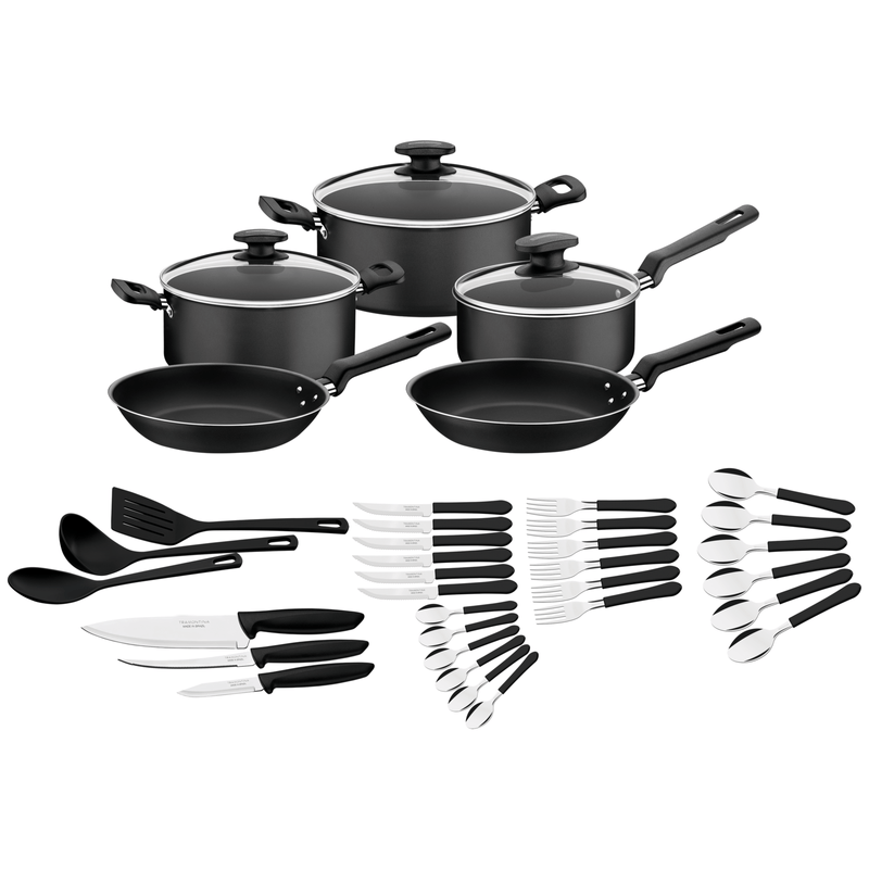 Kit de Cocina Tramontina Victória en Aluminio con Revestimiento Interno y Externo con Antiadherente Starflon Max 38 Piezas