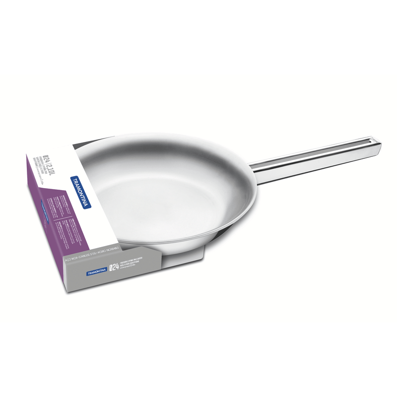 Sartén Tramontina Brava de Acero Inoxidable Fondo Triple con Mango 24 cm 21 L
