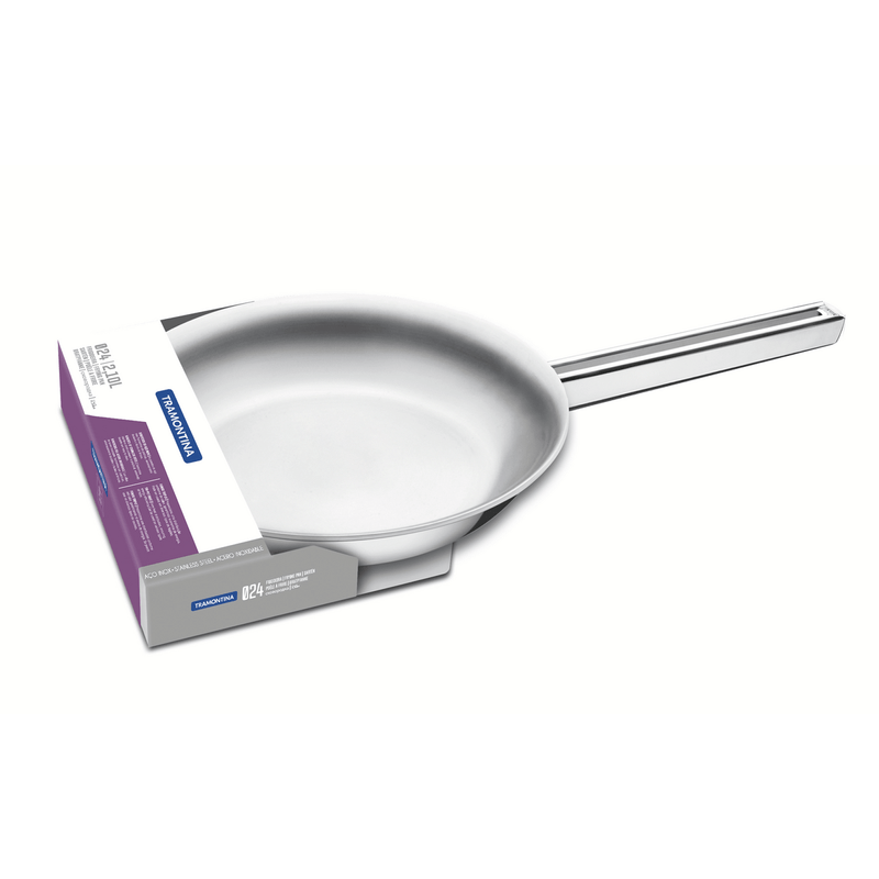 Sartén Tramontina Brava de Acero Inoxidable Fondo Triple con Mango 24 cm 21 L