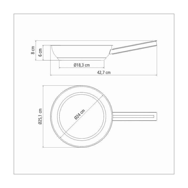 Sartén Tramontina Brava de Acero Inoxidable Fondo Triple con Mango 24 cm 21 L