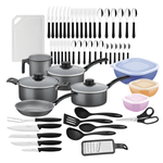 Batería de Cocina Tramontina en Aluminio con Revestimiento Interno y Externo Antiadherente Starflon Max Plomo 56 Piezas